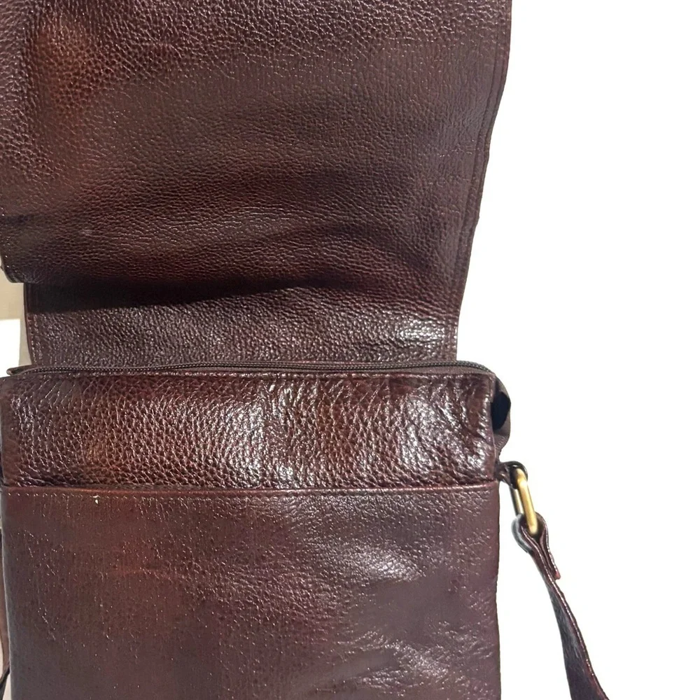Vintage Dark Brown Leather Messenger Bag